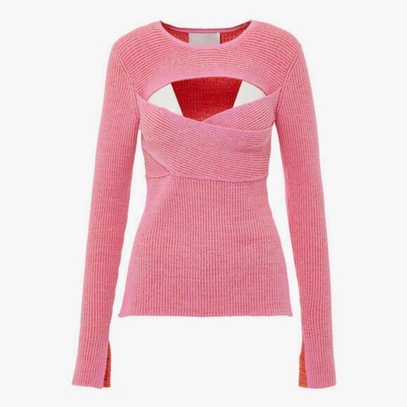 3.1 PHILLIP LIM Sweetheart Ribbed Knit Top Bubblegum Size Small - Picture 1 of 13